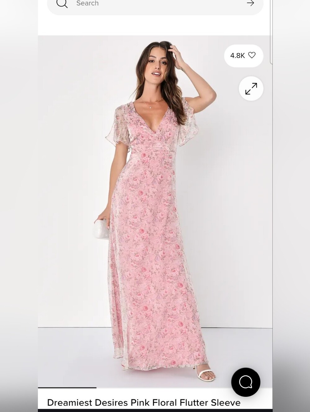 Dreamiest Desires Pink Floral Flutter Sleeve Maxi Dress